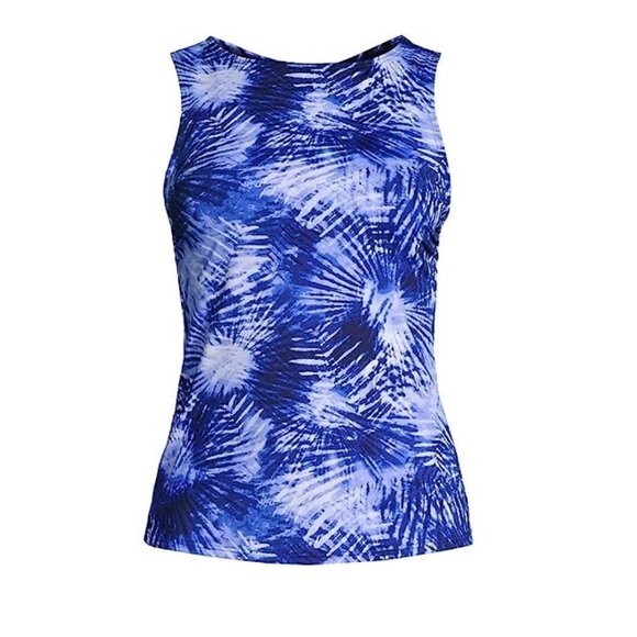 Lands' End Swim Nwt Lands End Womens Chlorine Resistant High Neck Tankini Top 8 Long 7 Gg35